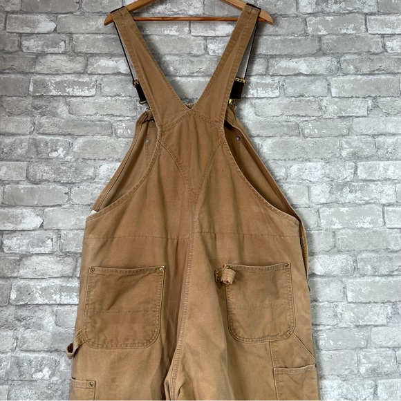 Vintage Carhartt Men's 48 Duck Canvas Bib Suspender Overalls Tan Carpenter Pants - Picture 3 of 14